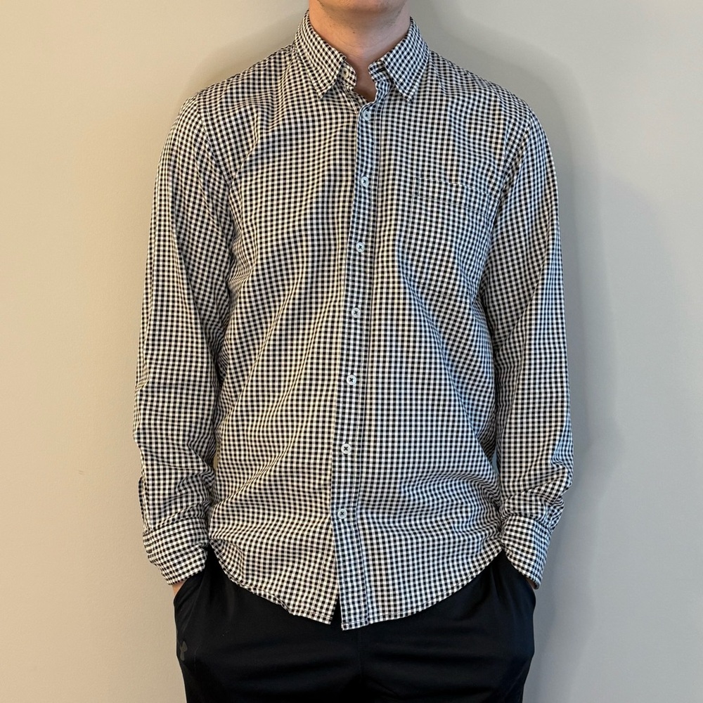 Arturo Calle Black and White Gingham Men's Shirt